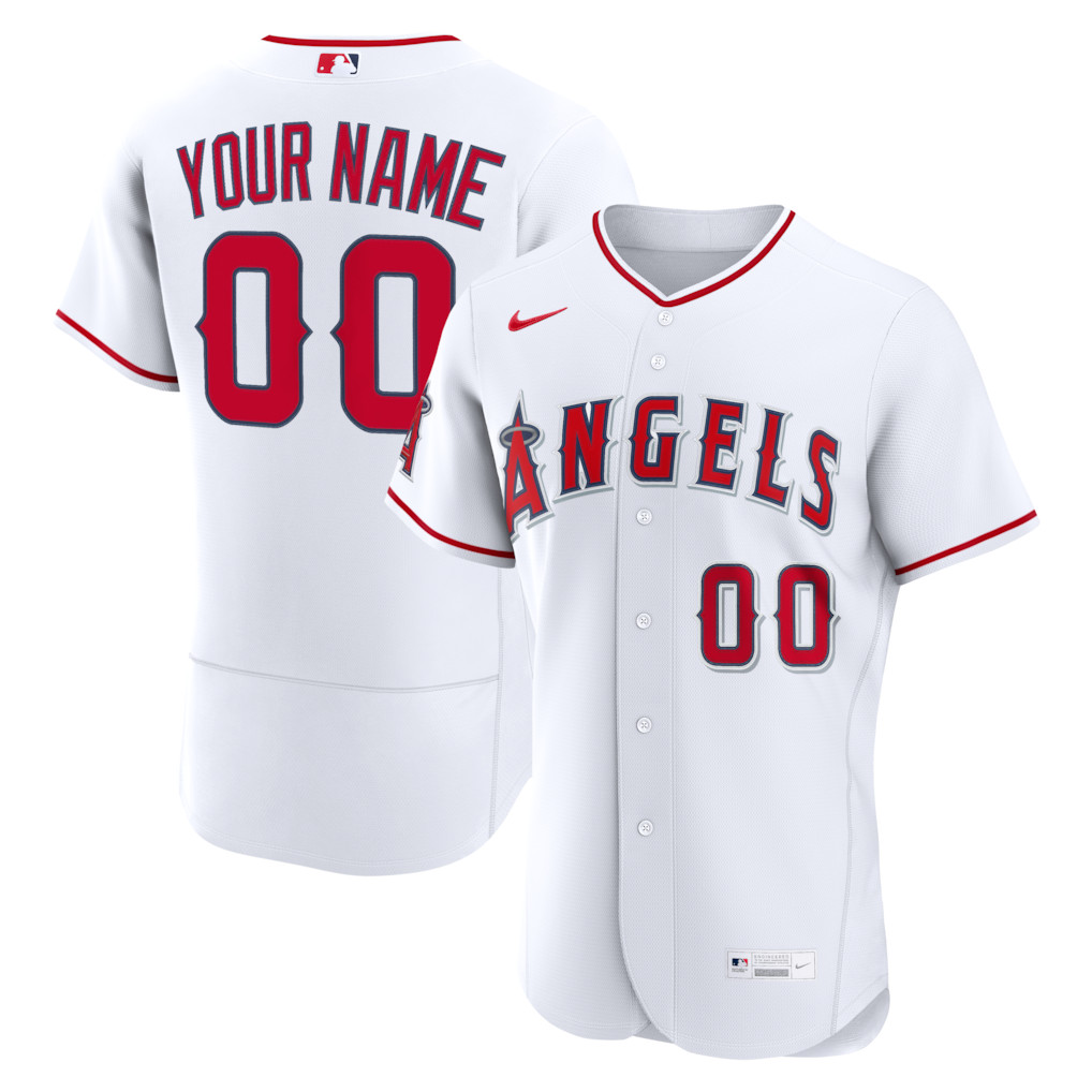 Custom Nike MLB Los Angeles Angels Home Elite A.C. Full Stitched White Jersey gallery