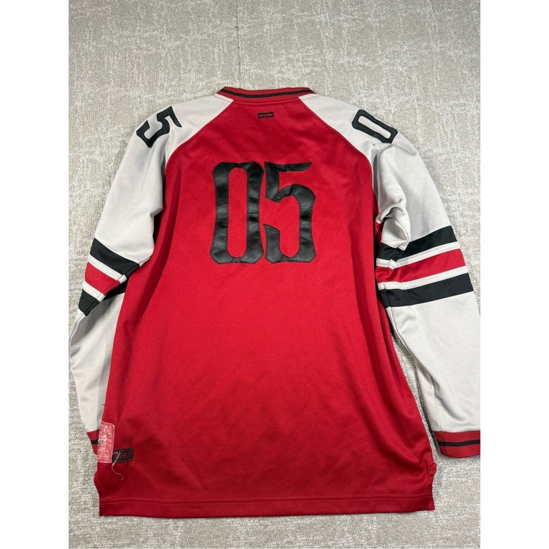 Vintage Y2K FUBU Long Sleeve Red Gray Jersey Made in Korea Size XL gallery