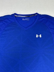 Under Armour Threadborne Run T shirt Blue HeatGear Size 2XL
