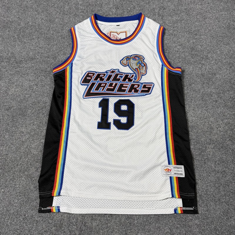 MASMIG Basketball Jersey Tank Top Mens Small White Aaliyah 19 Brick Layers MTV gallery