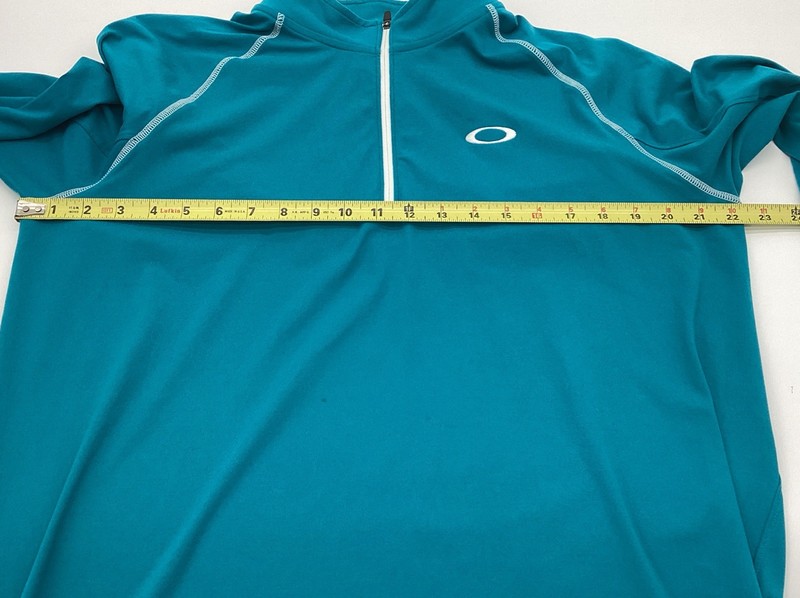 OAKLEY Teal Hydrolix 1/4 Zip Pullover Sz M Mens Long Sleeve Collared See Picture gallery