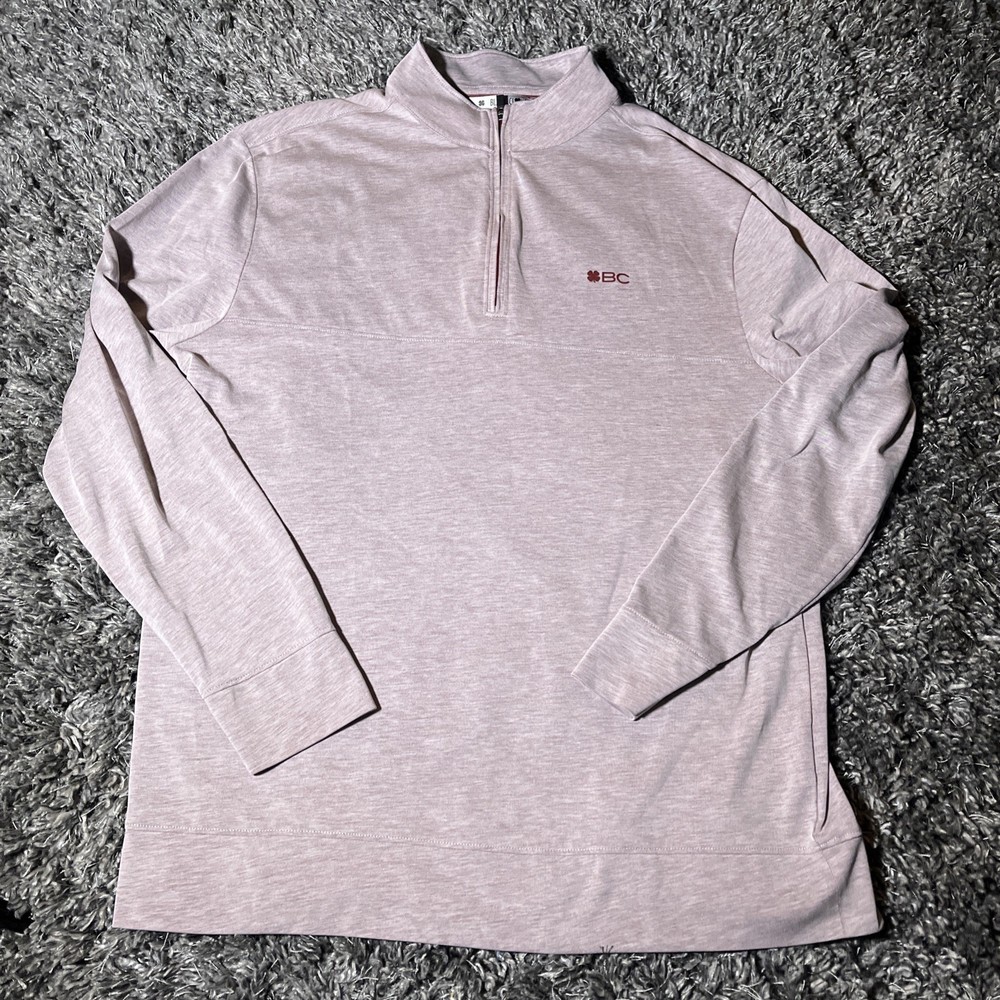 Black Clover Vivid Luck 1/4 Zip LS Golf Shirt Heather Red Gray Mens Large Pima