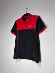 Nike Court Tennis Polo Shirt Black Red Men’s S Federer Style Dri-FIT