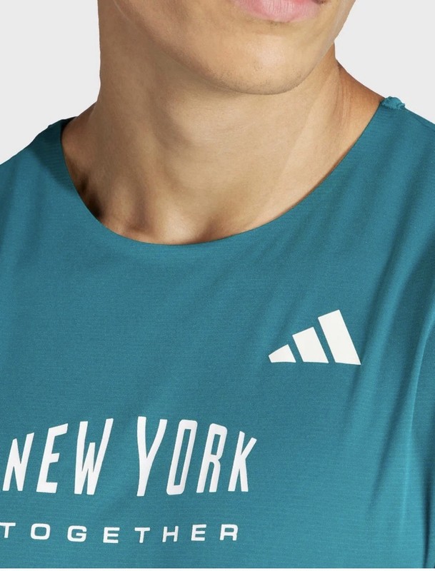 Adidas Unisex Medium NYC Running Carrera Singlet Tank Top Legacy Teal IK6885 NWT gallery