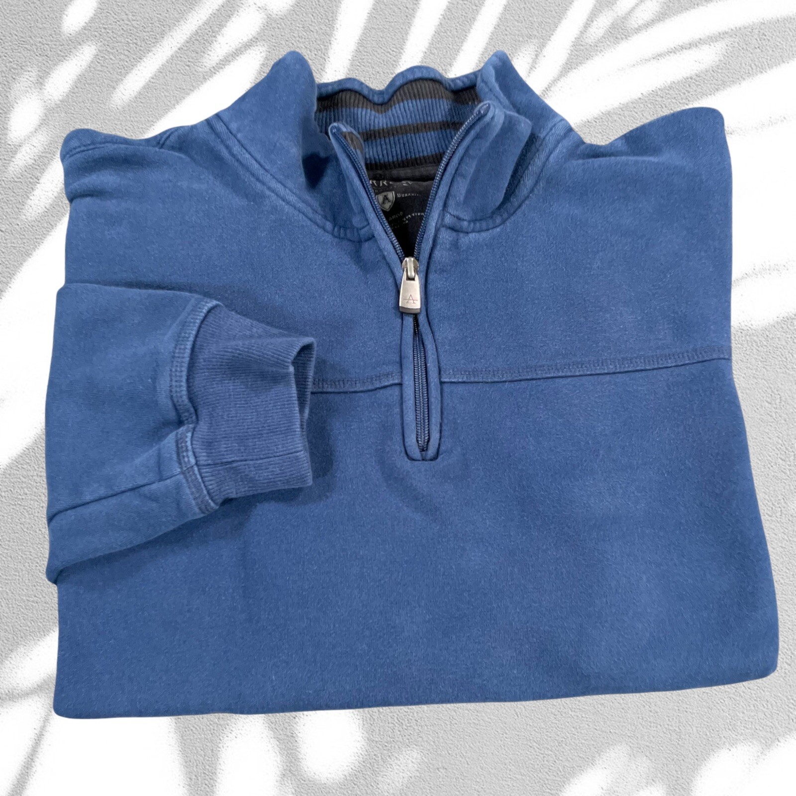 Arrow Mock Neck Sweatshirt Mens 2XL Blue Pullover Cotton Blend 1/4 Zip gallery