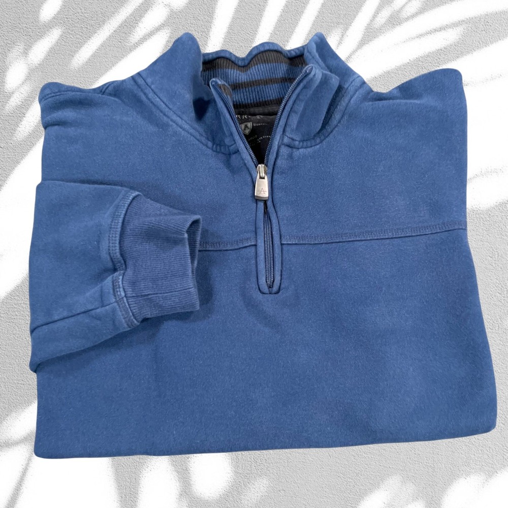 Arrow Mock Neck Sweatshirt Mens 2XL Blue Pullover Cotton Blend 1/4 Zip