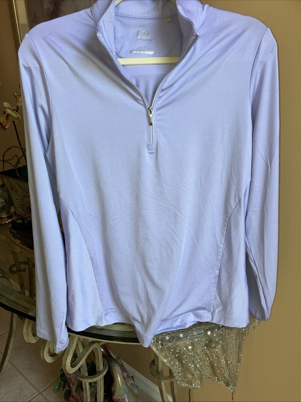 WOMEN’S CUTTER & BUCK DRYTEC UPF 50+ 1/4 ZIP Long Sleeve Shirt Lg. Lavender gallery