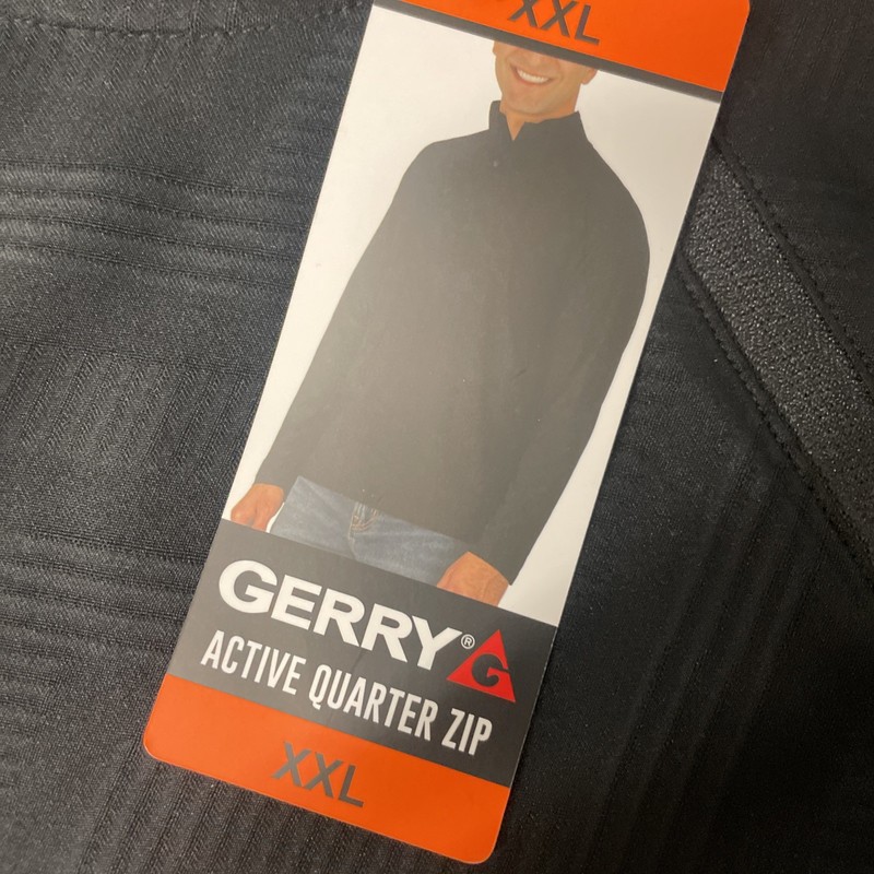GERRY Mens Active Quarter Zip Regular Fit Pullover Shirt XXL Wicking BLACK Top gallery