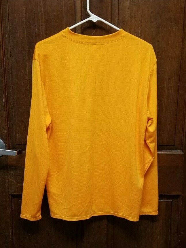 ASICS Men's Activewear Long Sleeve Waffle Shirt Golden Yellow Orange Size M gallery