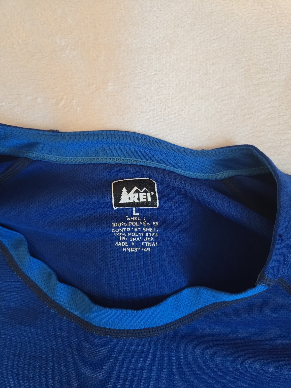 REI Men’s L Regular Blue Polyester/Spandex Stretch Crew Neck Raglan Active Tee gallery