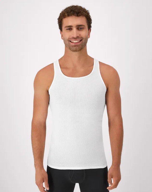 Hanes Men's White Tank Undershirts Large 6 Pack Moisture Wicking 372AP6 gallery