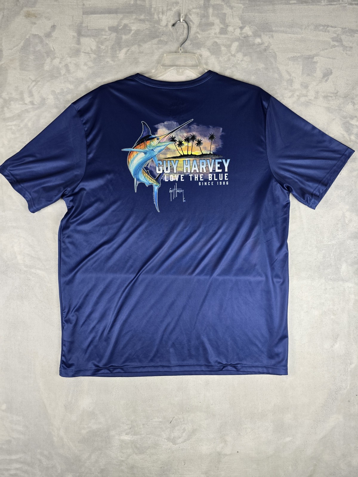 Guy Harvey Performance Shirt Moisture Wicking Blue Marlin Island Mens XXL gallery