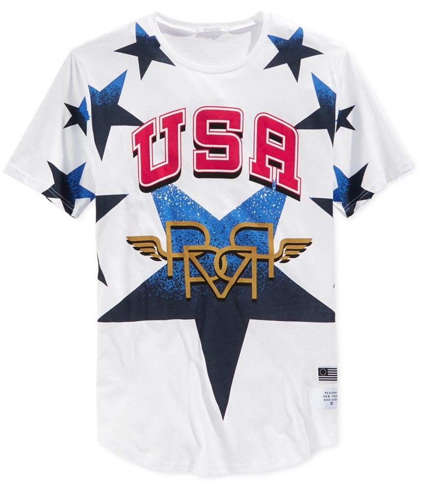 Reason Mens USA Stars Graphic T-Shirt, White, XX-Large gallery