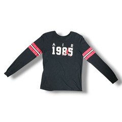 Nike Air Jordan 1985 Graphic Long Sleeve Shirt Mens Large Black Red Striped L