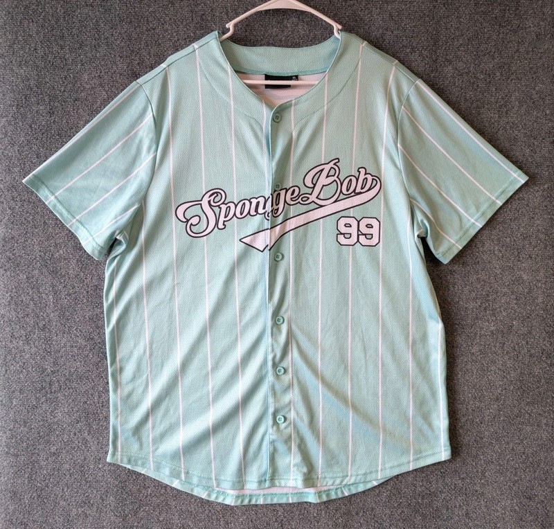 Nickelodeon SpongeBob Baseball Jersey Shirt Mens XLarge Aqua Patrick Gary 99 gallery