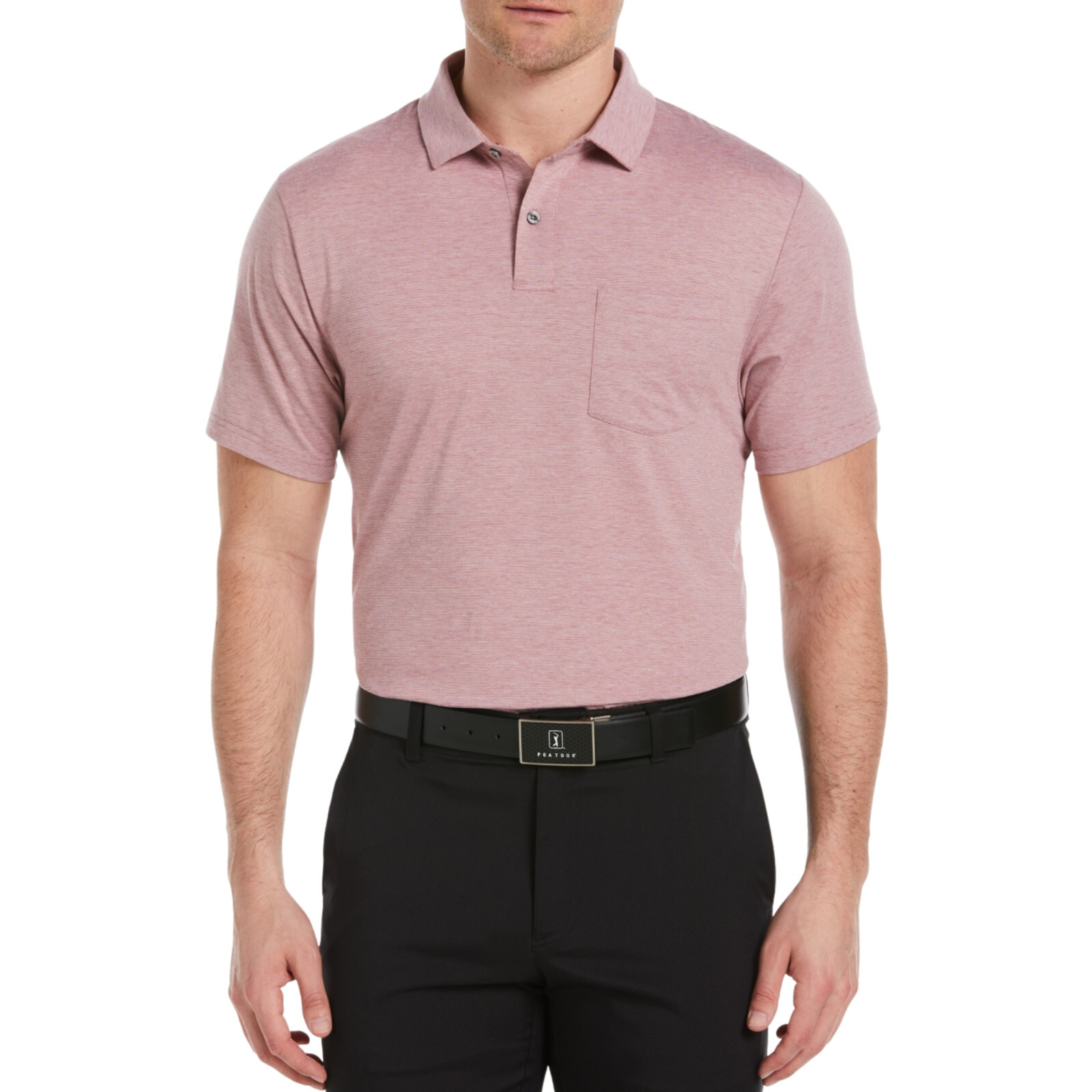 PGA TOUR Fine Line Eco Polo Golf Shirt sz L Large Heather Rose gallery
