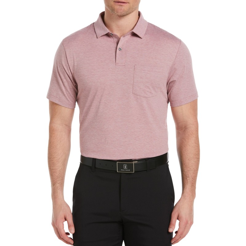 PGA TOUR Fine Line Eco Polo Golf Shirt sz L Large Heather Rose gallery