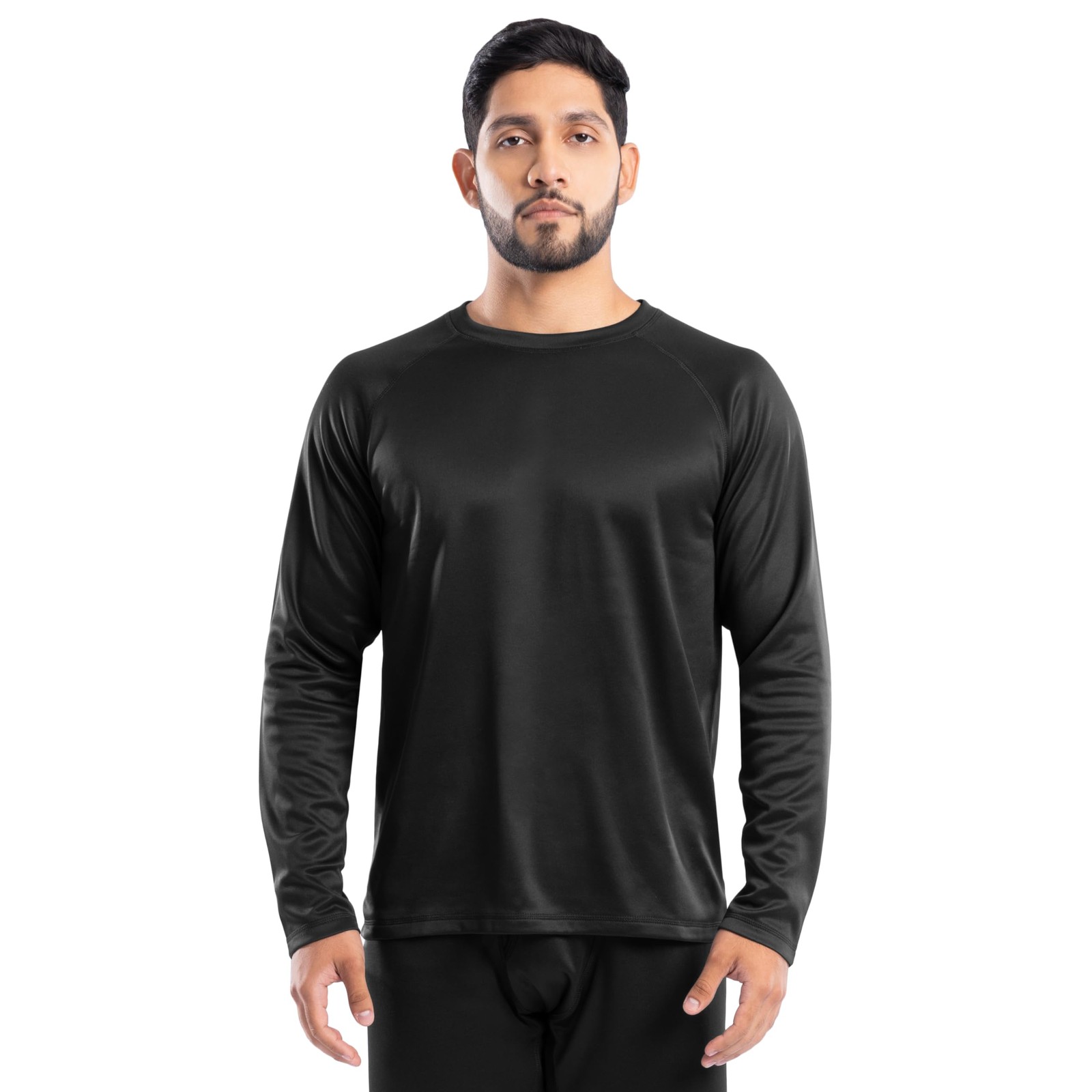 Mens Heavyweight Fleece Thermal Underwear Top, Pitch Black, Large gallery