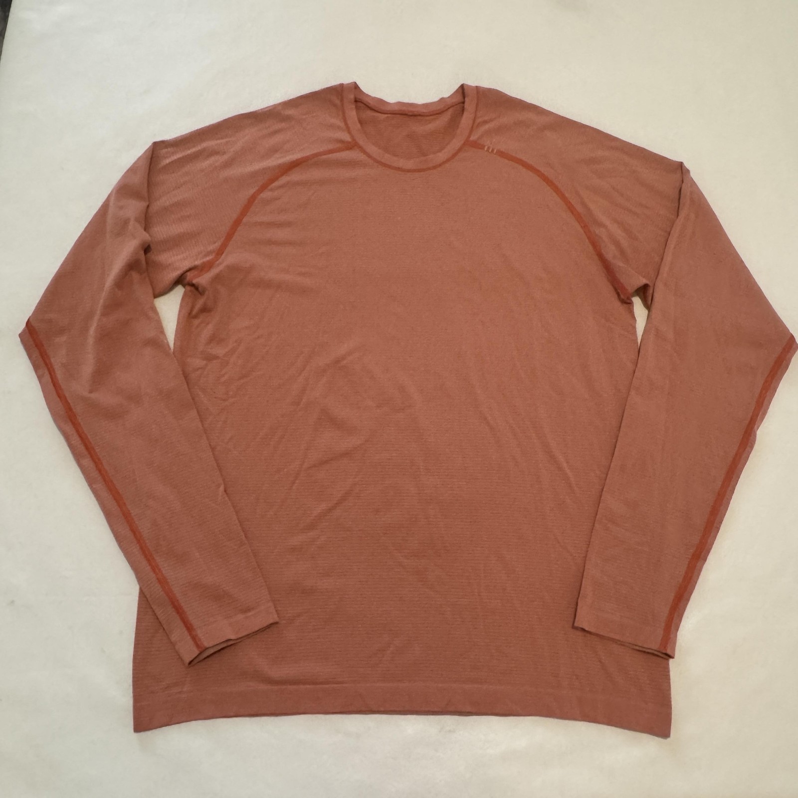 Lululemon Shirt Mens Large Rust Orange Metal Vent Tech Long Sleeve Performance gallery