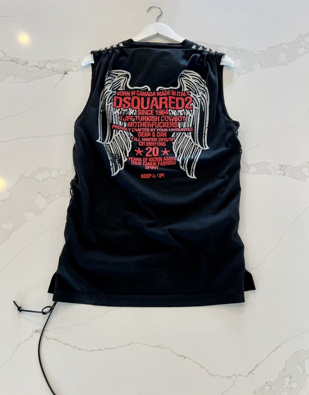 New With Tags Rare Runway Dsquared2 Black Studded Tank Top Sleeveless Shirt M gallery