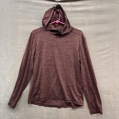 Layer 8 Hooded Shirt Mens Medium Burgundy Heather Long Sleeve Performance Pre-Ow