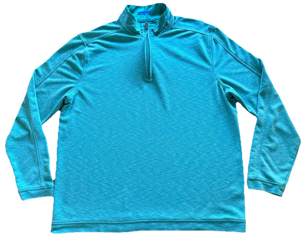 Johnston & Murphy 1/4 Performance Pullover Shirt Mens L Green MODAL Golf Stretch
