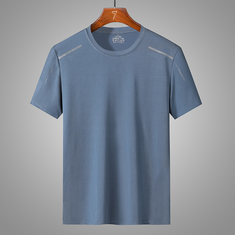 Summer men's quick-drying ice silk solid color sports short-sleeved T-shirt gallery