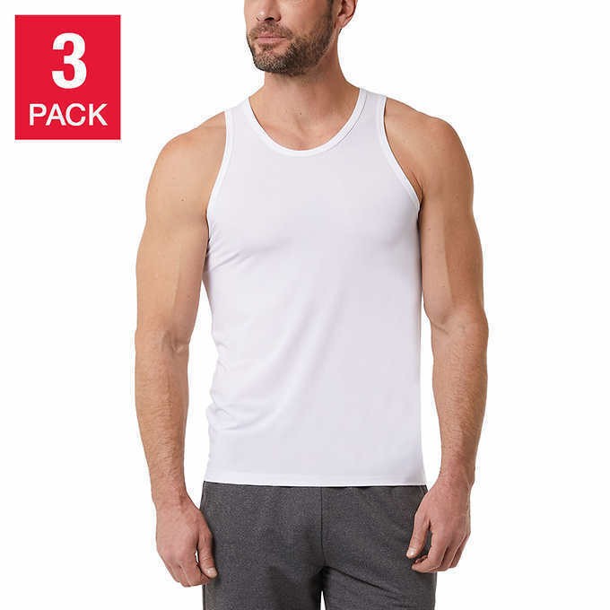 32 Degrees Cool Men's Comfort Mesh Tank, 3-Pack | White | Small