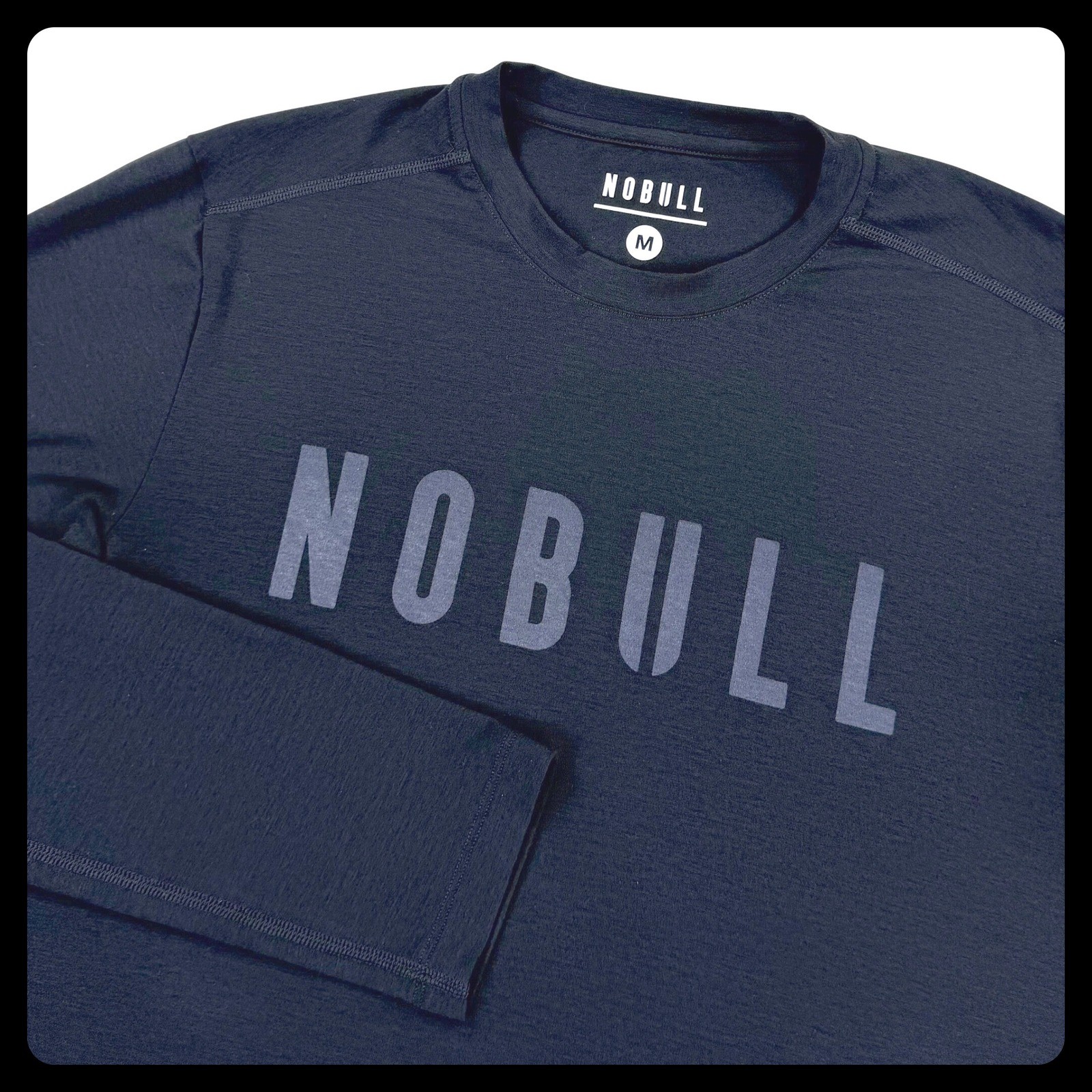 NOBULL Long Sleeve Training T Shirt Men Medium Black Gym Workout Logo Tee gallery