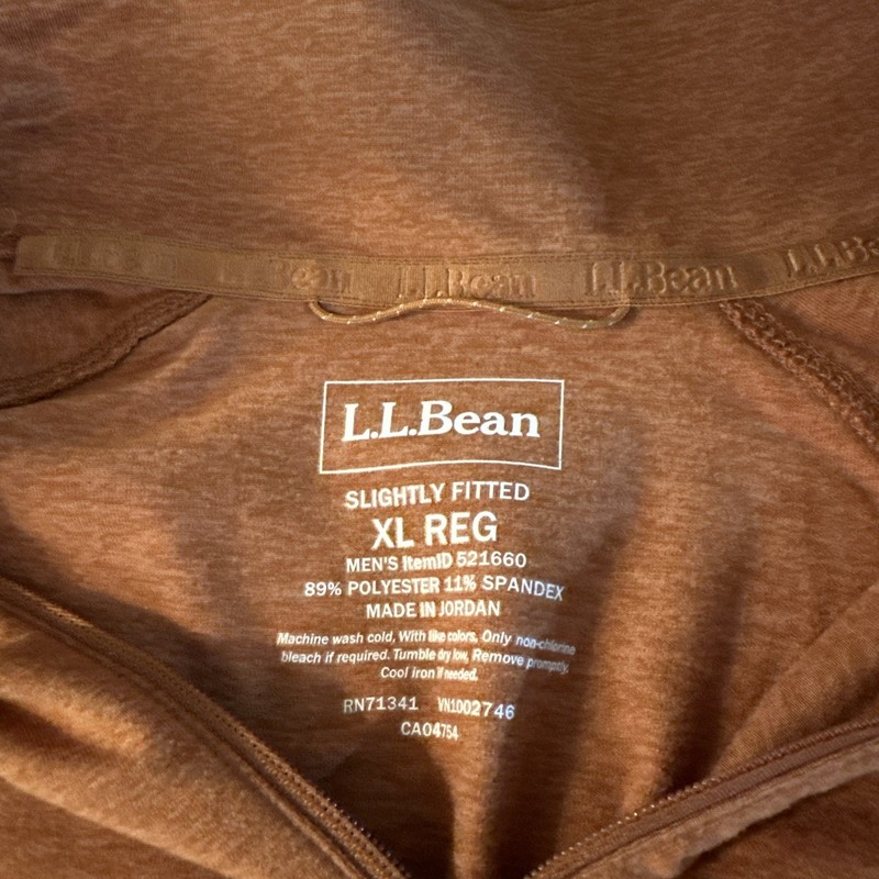 L.L. Bean Comfort Pullover Mens Rust Lightweight 1/4 Zip Performance Shirt Sz XL gallery