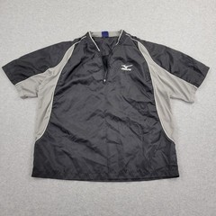 Mizuno 1/4 Zip Shirt Mens Large VTG Black Performance Embroidery Short Sleeve