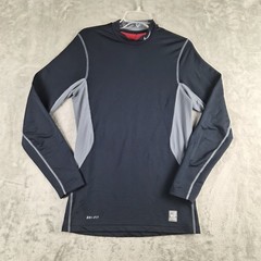 Vintage Nike Pro Combat Hyperwarm Shirt Small Mens Black Gray Dri Fit Colorblock