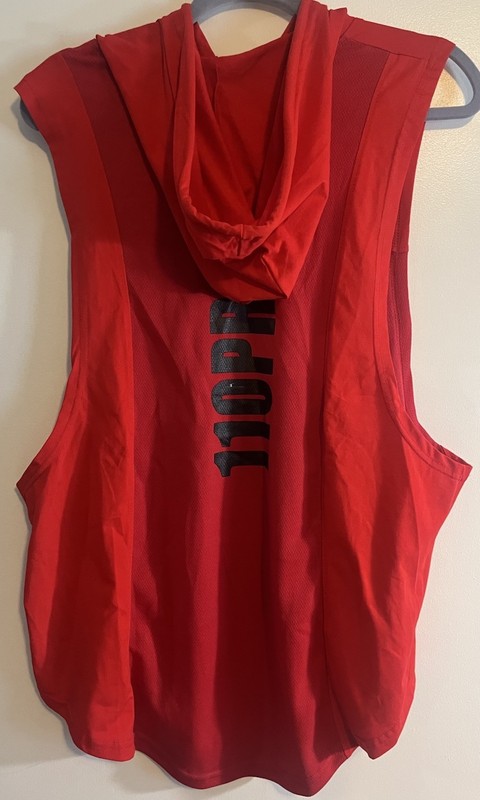K2 PAIZH Men's Sleeveless Hooded Tank Drawstring Mesh Red/Black XL gallery