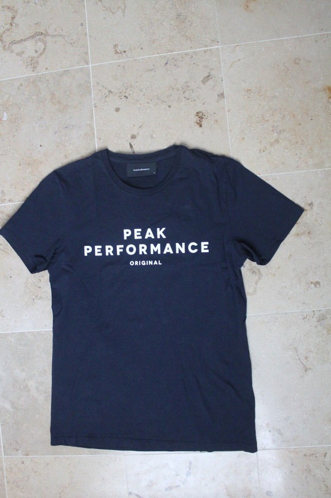Peak Performance Navy Blue Men sz Med M Crew Neck Logo T shirt  ORIGI Tee Sweden