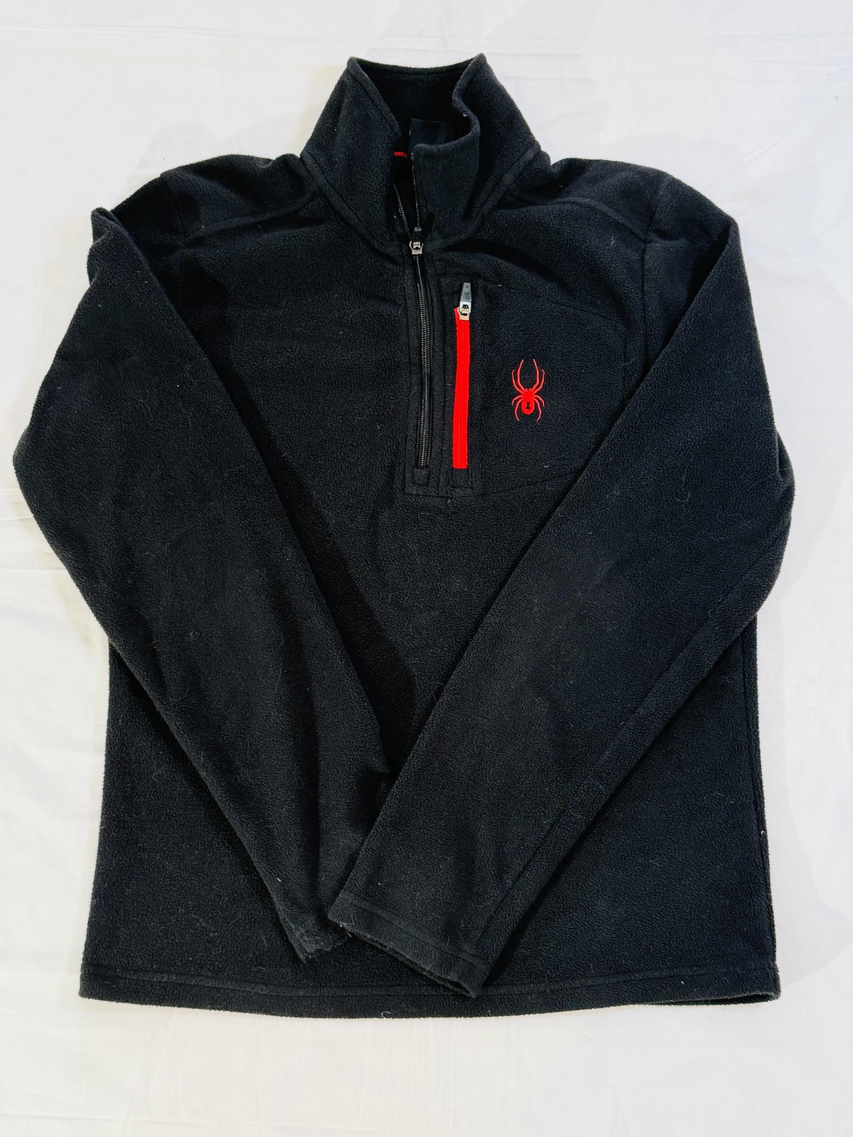 Spyder Pullover Mens Small Black Fleece Half Zip Red Logo Winter Ski Outdoor gallery
