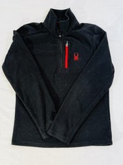 Spyder Pullover Mens Small Black Fleece Half Zip Red Logo Winter Ski Outdoor