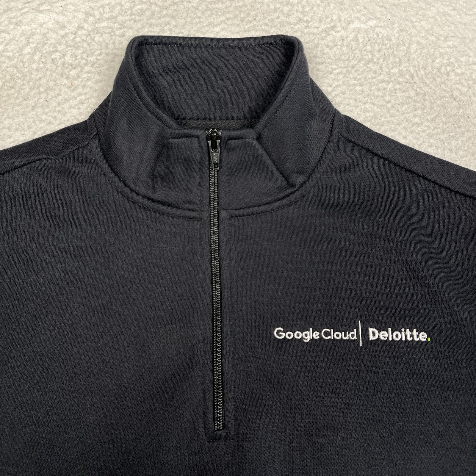 Google Cloud Deloitte 1/4 Zip Sweatshirt Mens Medium Black Pullover Logo gallery
