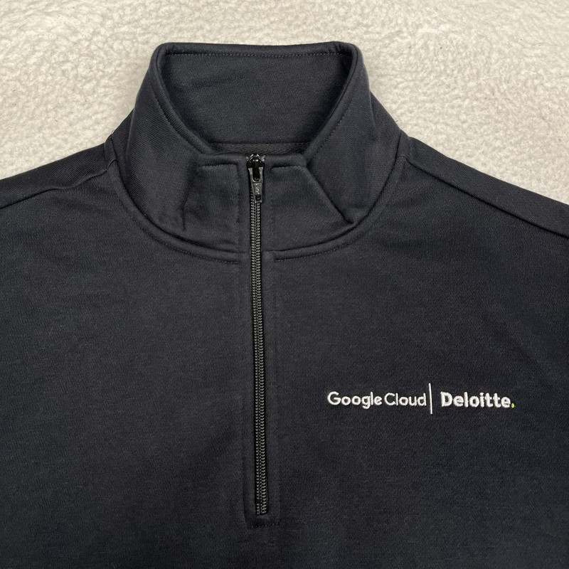 Google Cloud Deloitte 1/4 Zip Sweatshirt Mens Medium Black Pullover Logo gallery