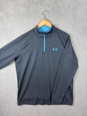 Under Armour Pullover Mens Medium Gray HeatGear 1/4 Zip Long Sleeve Raglan Top