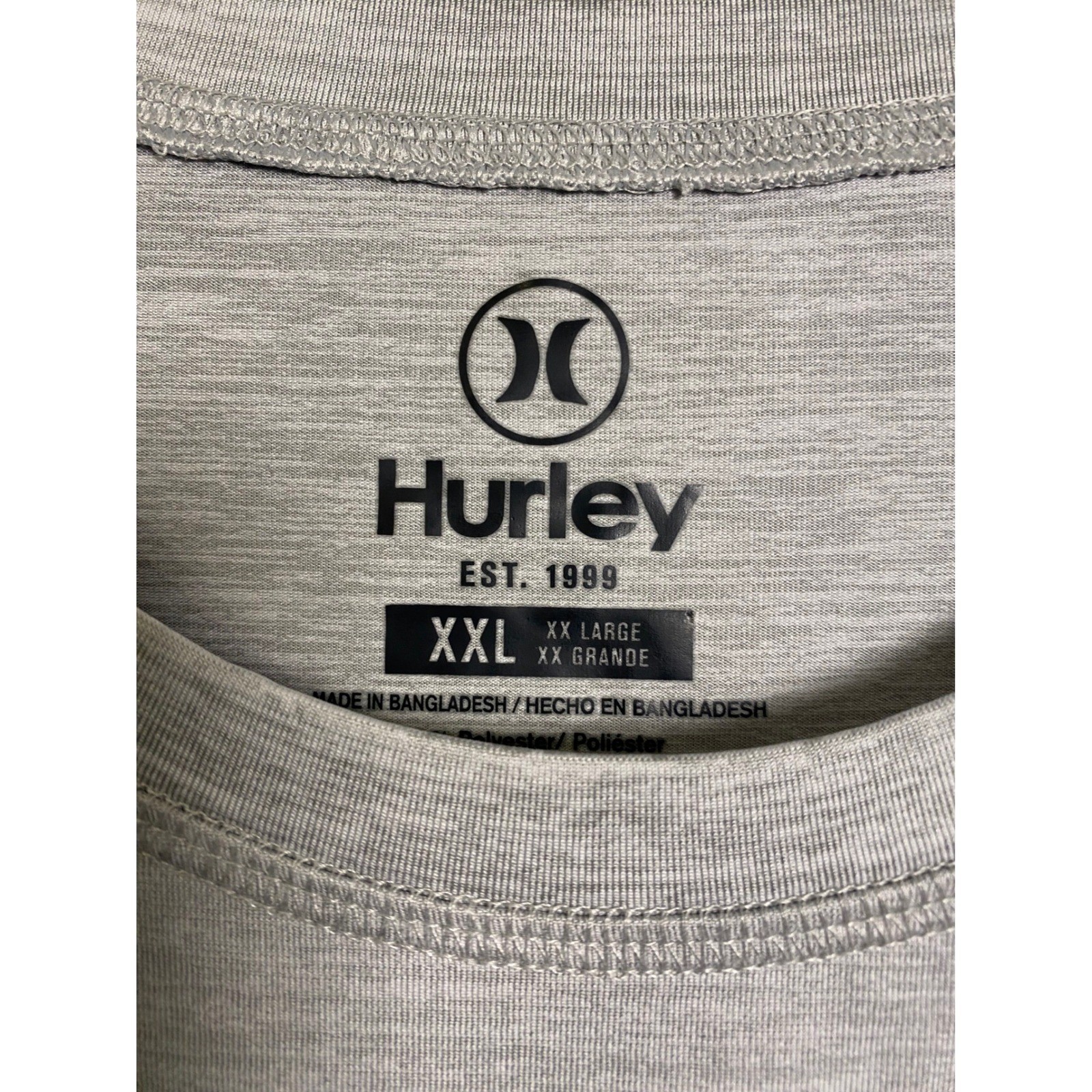 Hurley Mens Long Sleeve UV Tee Heather Grey UPF 50+ Graphic XXL Regular Fit gallery
