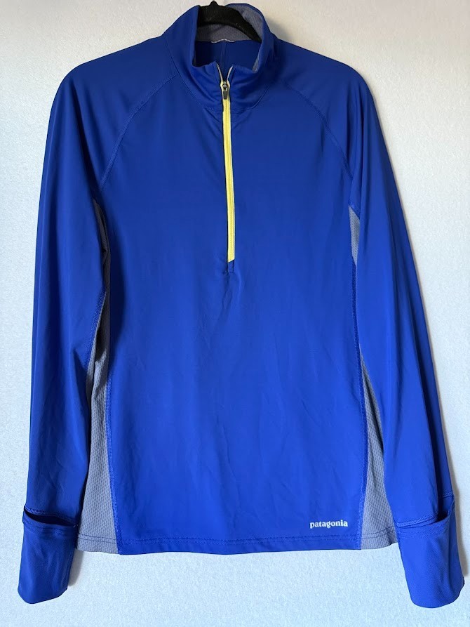 Patagonia Pullover Men L Blue 1/2 Zip Performance Thumbholes Stretch Activewear