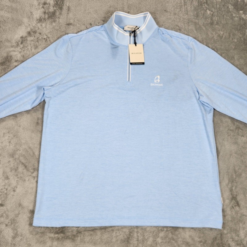 Bugatchi Pullover Mens XL Blue 1/4 Zip Biltmore Golf SPF50 Performance Knit gallery