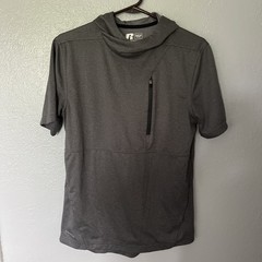 Russell Training Fit Dri Power 360 Shirt Mens Gray Hooded Pullover Zip Pocket S