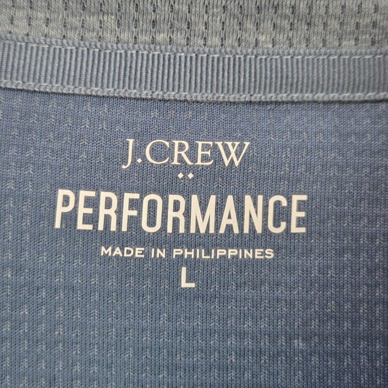 J.Crew Performance Pullover Mens Large Blue 1/4 Zip Mock Neck Long Sleeve Shirt gallery