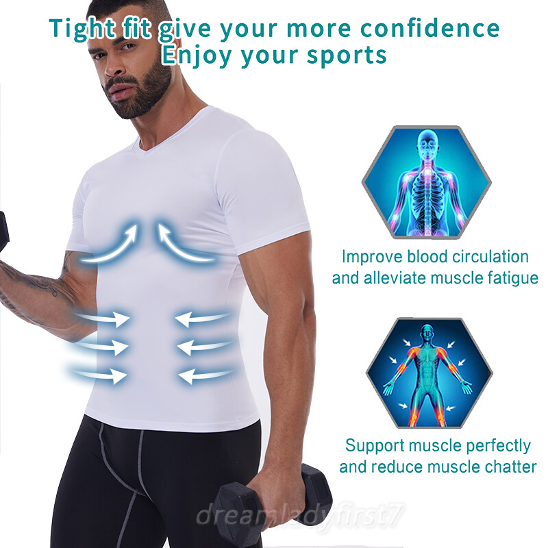Men Compression Shirt Base Layer Top Short Sleeve Sweat-Wicking Quick Dry Sports gallery
