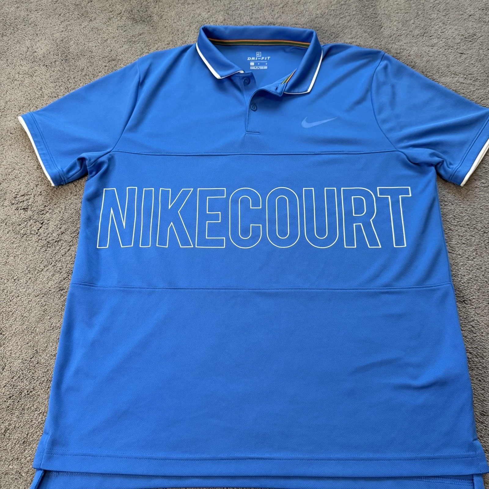 Nike Dri Fit Court Dry Graphics Tennis Polo Blue Men’s Large 939162 gallery