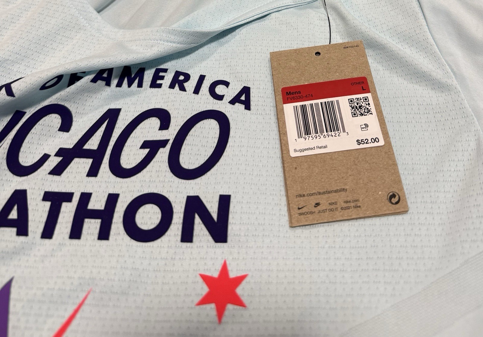 Nike Rise 365 Chicago Marathon 2024 Finisher SS Shirt Blue FV6330-474 Mens Sz L gallery