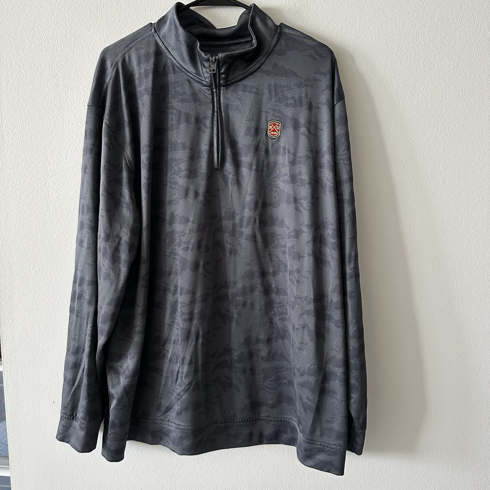 Oxford 1/4 Zip Long Sleeve Shirt Manhattan Woods Golf Club Gray Camo Size XXL gallery