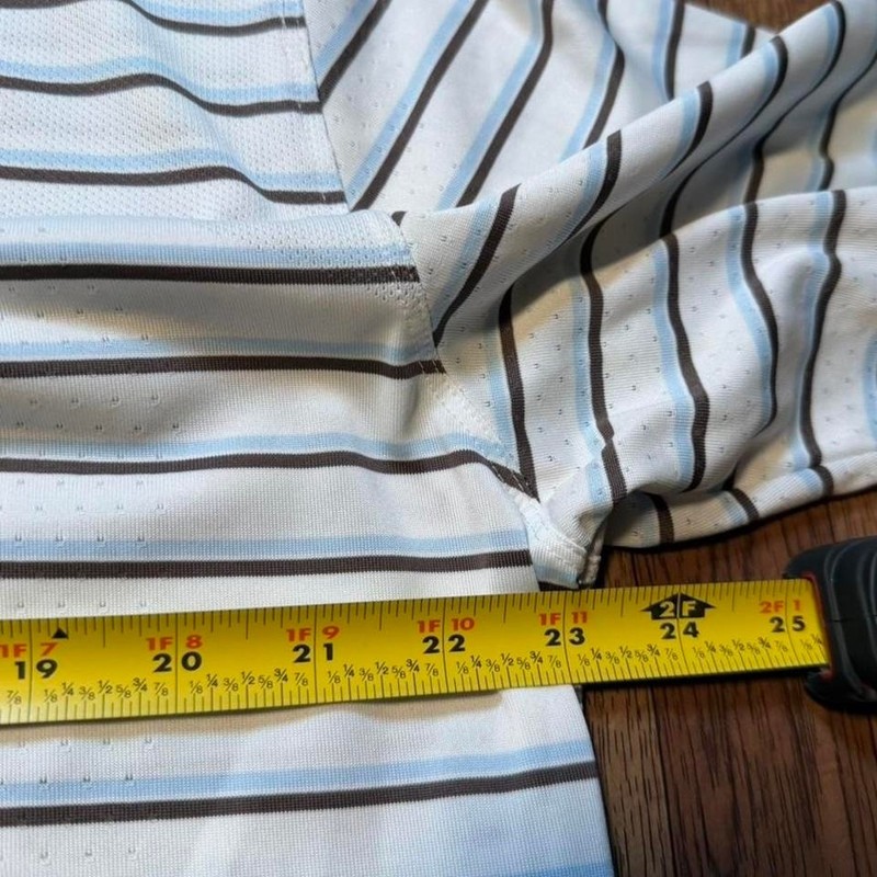 Nike Golf White Striped Dri-Fit Tech Sportswear Button Polo Shirt XL gallery