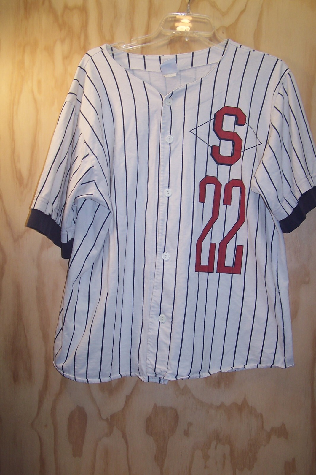 Vintage 90s Pro Spirit Cotton Striped "S" Baseball Jersey Shirt Mens LG-Made USA gallery